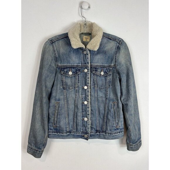 GAP Icon Sherpa Collar Denim Jacket Women's Light Indigo XS Y2K Boho Western - Picture 1 of 8